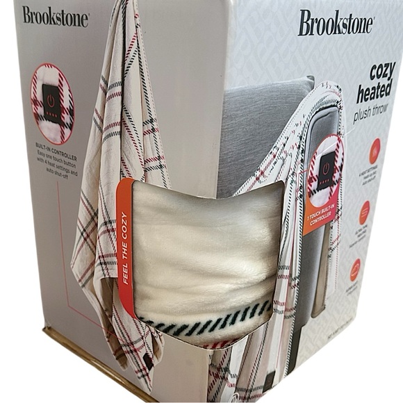 New Brookstone Cozy Heated Plush Throw Heat 4 Settings Built In Controller 50x60 - Picture 10 of 14
